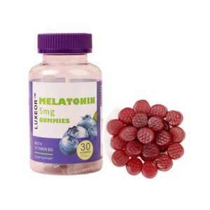 Blueberry-flavored melatonin soft capsules, 5 mg (30 count).